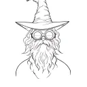 Wizard in welding goggles casting fire tattoo design idea