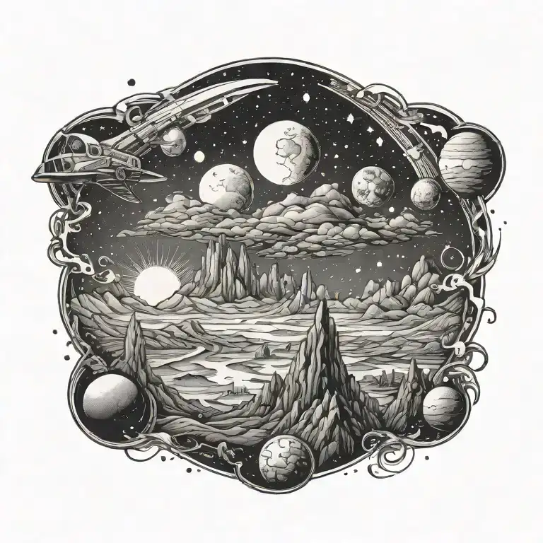 space landscape tattoo design idea