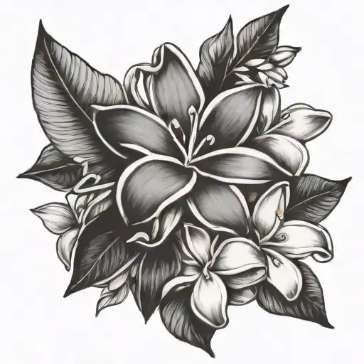 plumerias and gardenias blooming tattoo design idea