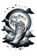 my sons hand an foot wit clouds an the moon  tattoo design idea