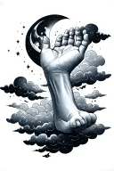 my sons hand an foot wit clouds an the moon  tattoo design idea
