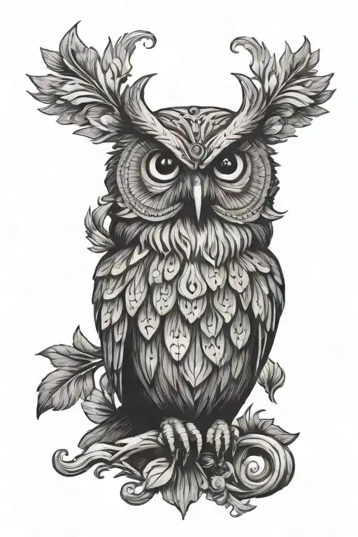 sicilian style owl tattoo design idea