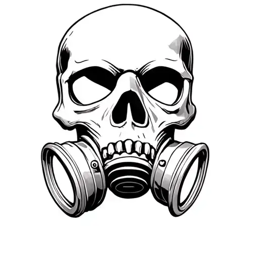 skull gas mask tattoo design idea