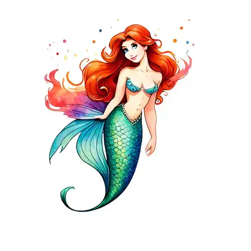 The Little Mermaid Ariel tattoo design featuring tattoo design idea