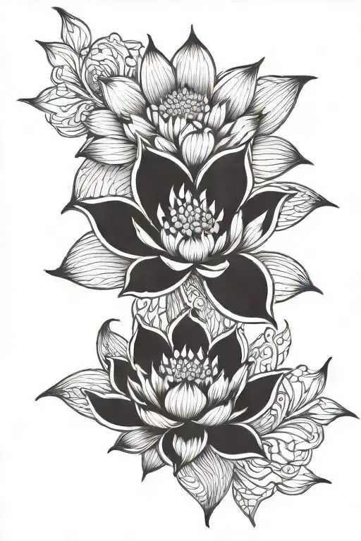 lotus with chinese words "faith" and "strenght"  tattoo design idea