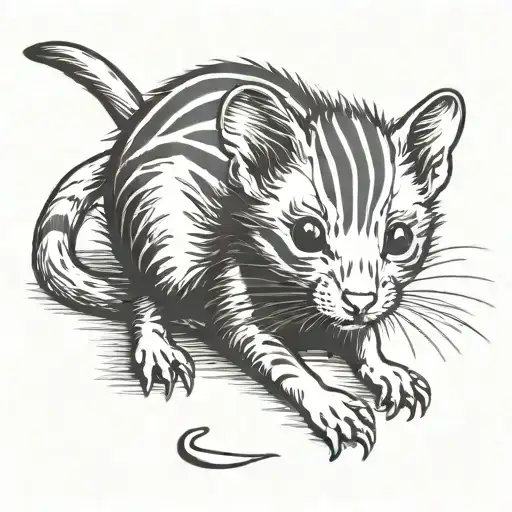 a black and white rat with a striped kitten tattoo design idea