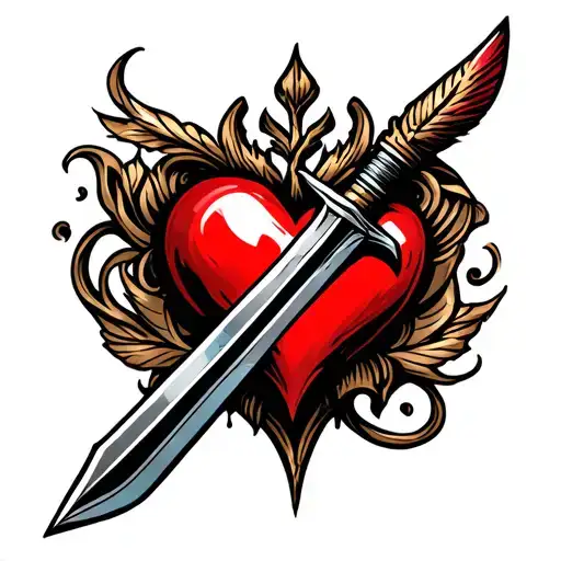 dagger and heart tattoo design idea