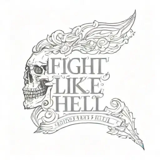 words "Fight Like Hell" on woman's rib cage tattoo design idea