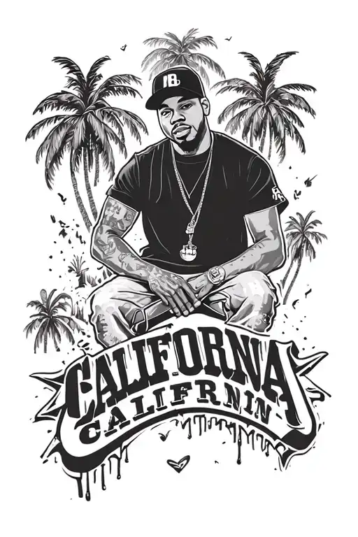 California rappers Hollywood la graffiti style mural tattoo design idea