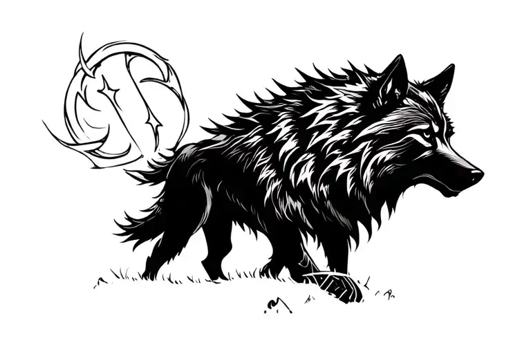 Viking wolf tattoo design idea