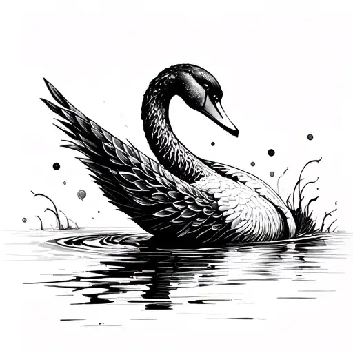 swan evolving dot profile holding tattoo design idea