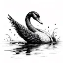 swan evolving dot profile holding tattoo design idea