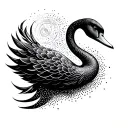 swan evolving dot profile holding tattoo design idea