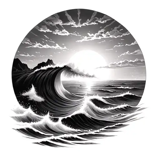 Ocean Sunrise tattoo design idea