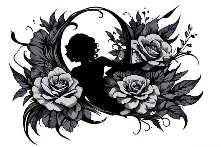 female sexy silhouette filled tattoo design idea