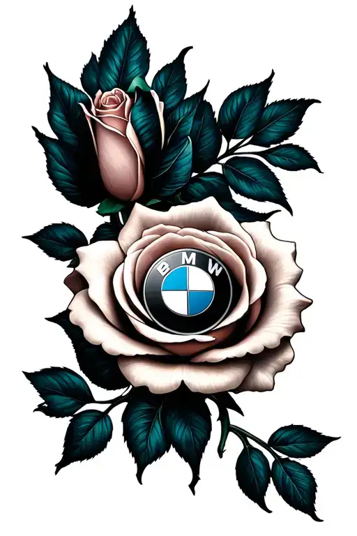 bmw car front logo rose tattoo design idea