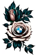 bmw car front logo rose tattoo design idea