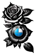 bmw car front logo rose tattoo design idea