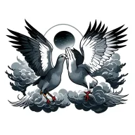 2 doves flying clouds and praying hand tattoo tattoo design idea