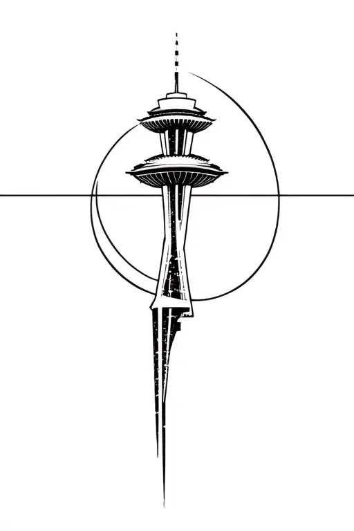 space needle seattle storm logo but in an abstract way tattoo design idea