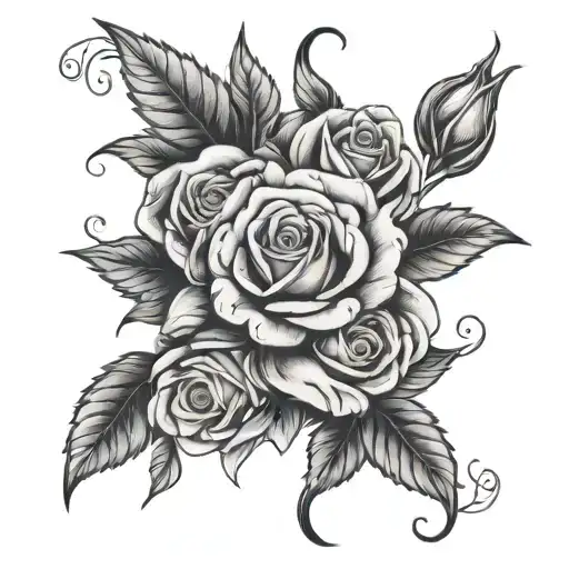 bouquet of rose and Liliana with the saying I'm half sick of seeing shadows with a shadow of the bouquet underneath  tattoo design idea