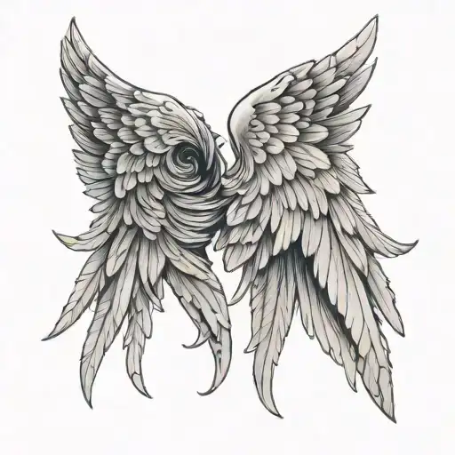 crying angel wings tattoo design idea