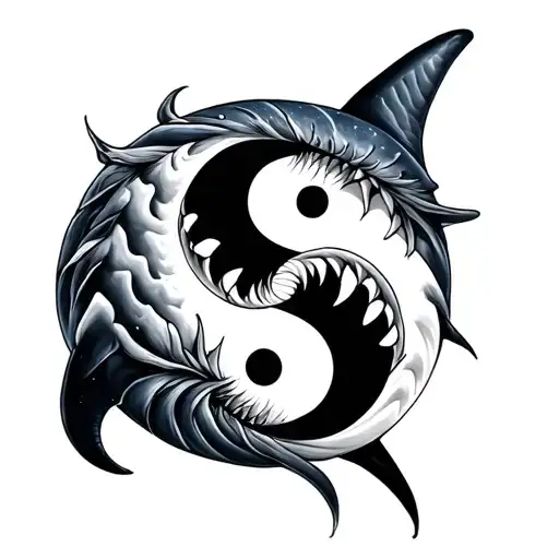 Shark Yin and Yang tattoo design idea