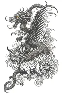 phoenix, samurai, yin yang, tiger, goat, coi fish and dragon tattoo design idea