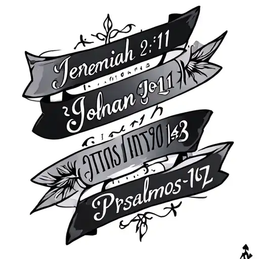 I want five tattoos 1. Jeremiah 29:11 verse (Hebrew) 2. John 1:11 (Greek)3. Psalms 119:176  (Hebrew)4.  Proverbs 12 tattoo design idea