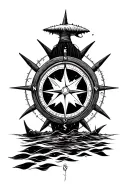 Shark Sunken Ship Compass arm band tattoo design idea