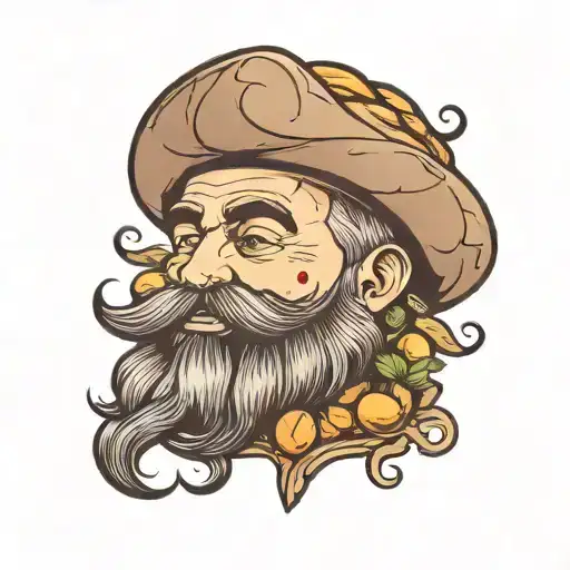 bearded potato tattoo design idea