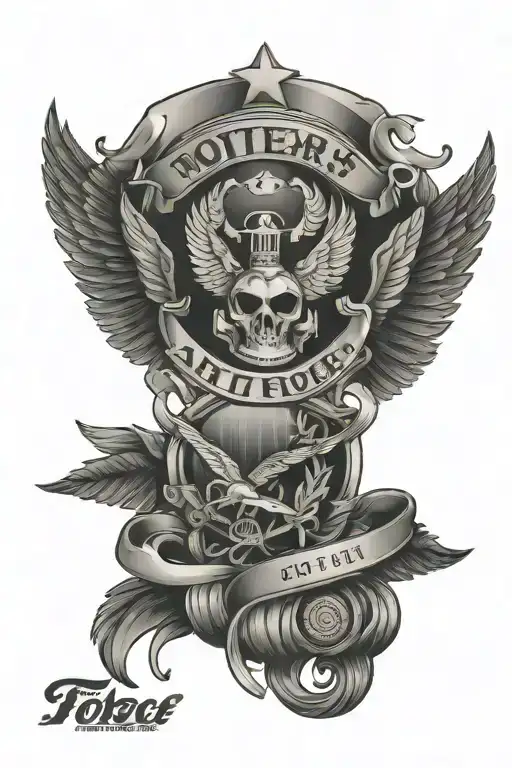 20 years of military service Air force On the sleeve tattoo design idea