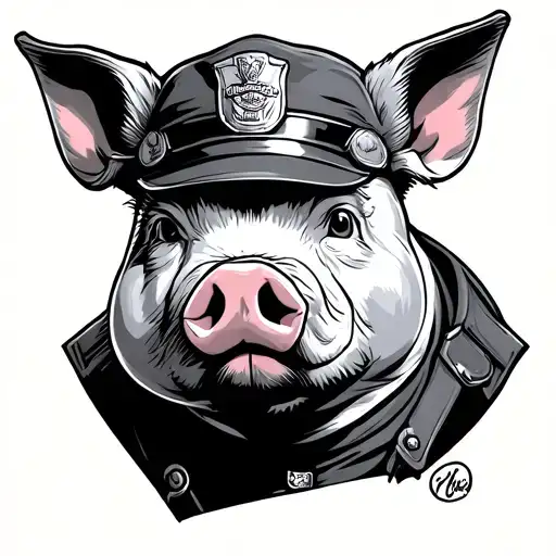Pig Cop tattoo design idea