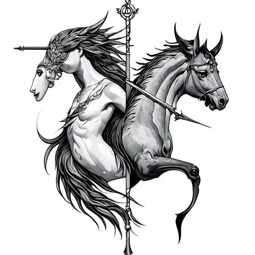 Libra And Sagittarius Combined tattoo design idea