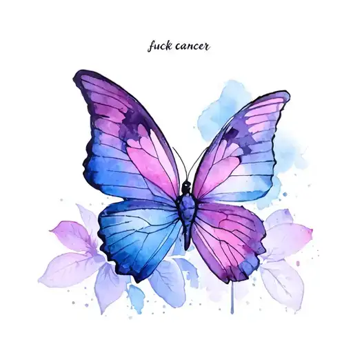 fuck cancer, with butterfly tattoo design idea