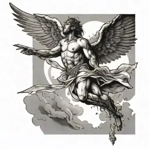 Icarus falling from the sky tattoo design idea