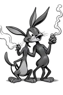 Daffy duck and bugs bunny leaning shoulder to shoulder smoking joints. tattoo design idea