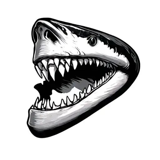 shark jaw missing a single tooth tattoo design idea