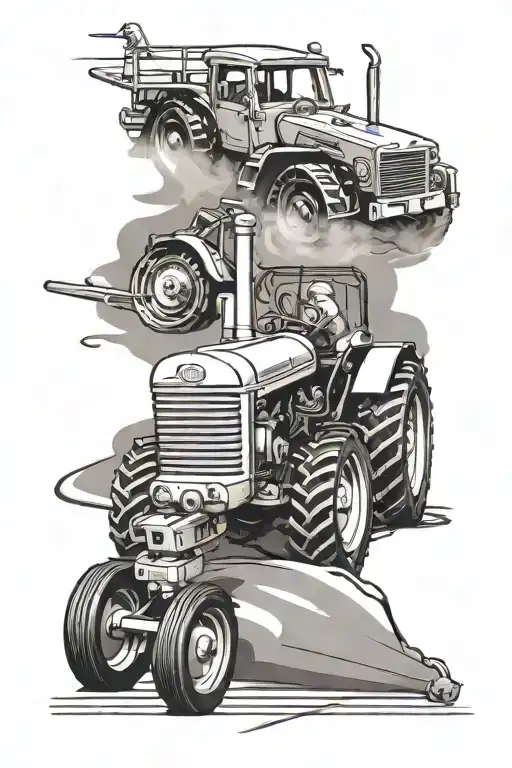 tractor plowing tattoo design idea