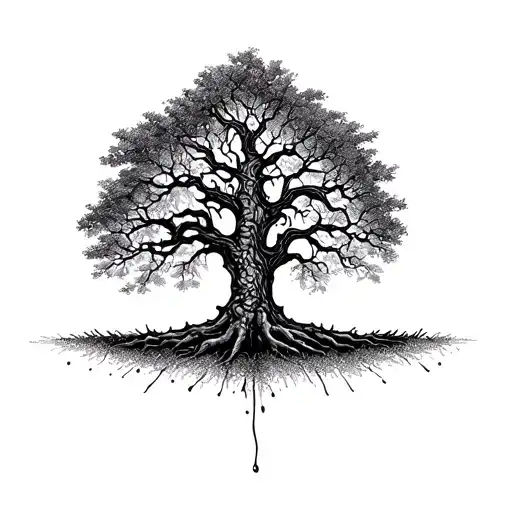 Broken Family tree tattoo design idea