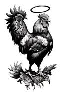 fighting rooster with halo tattoo design idea