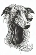 black greyhound with white speckles named Pablo  tattoo design idea