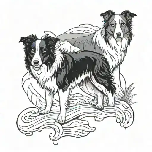 border collie tattoo design idea