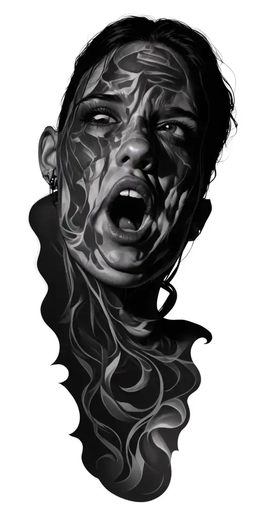 emotional outburst disassociation portrait tattoo design idea