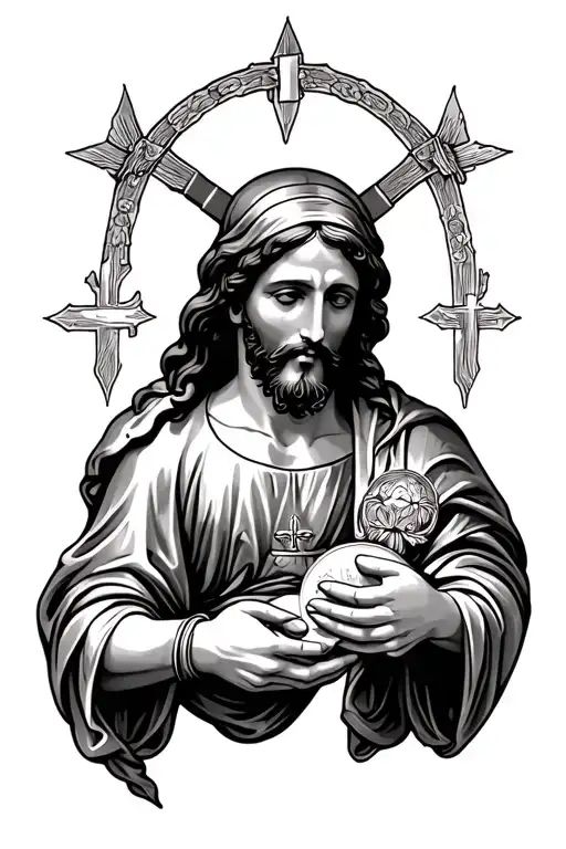 St. Anthony with Jesus in the hands tattoo design idea