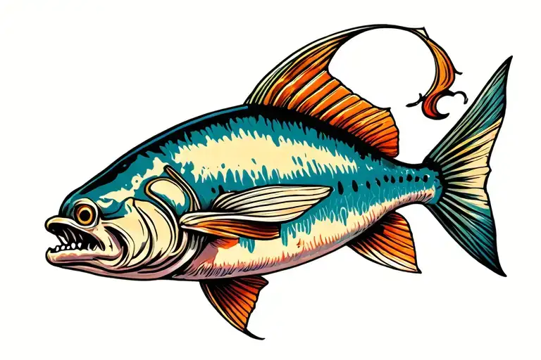 dead fish transforming tattoo design idea