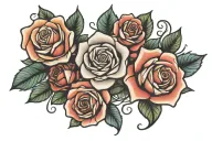 floral garter roses intertwined tattoo design idea