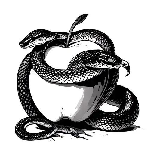 snake and apple garden of Eden tattoo design idea