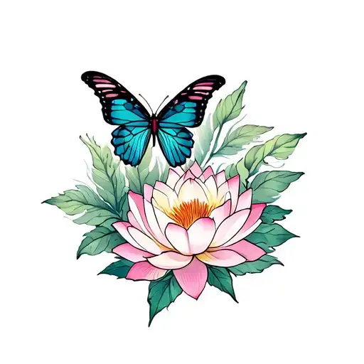 sexual abuse survivor with butterfly and lotus flower blooming tattoo design idea