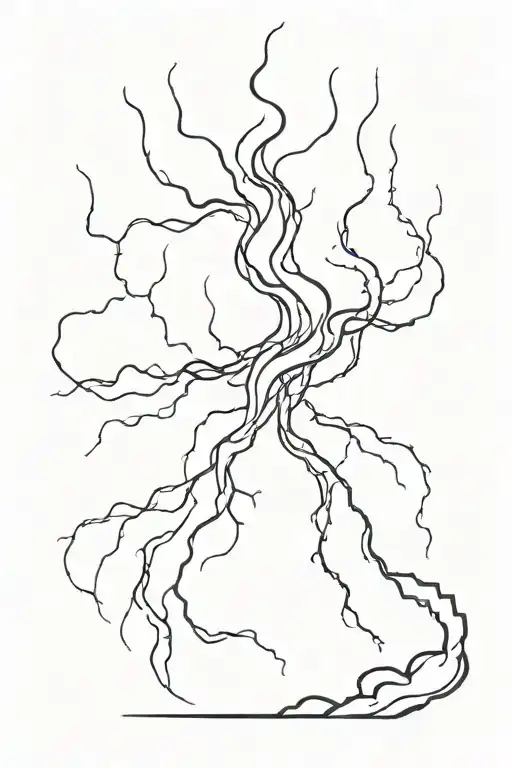 fine smoke, lightning strike, black tattoo design idea